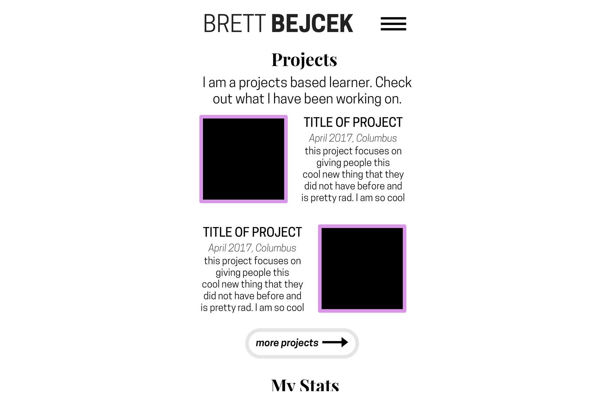 Project Page Wireframe